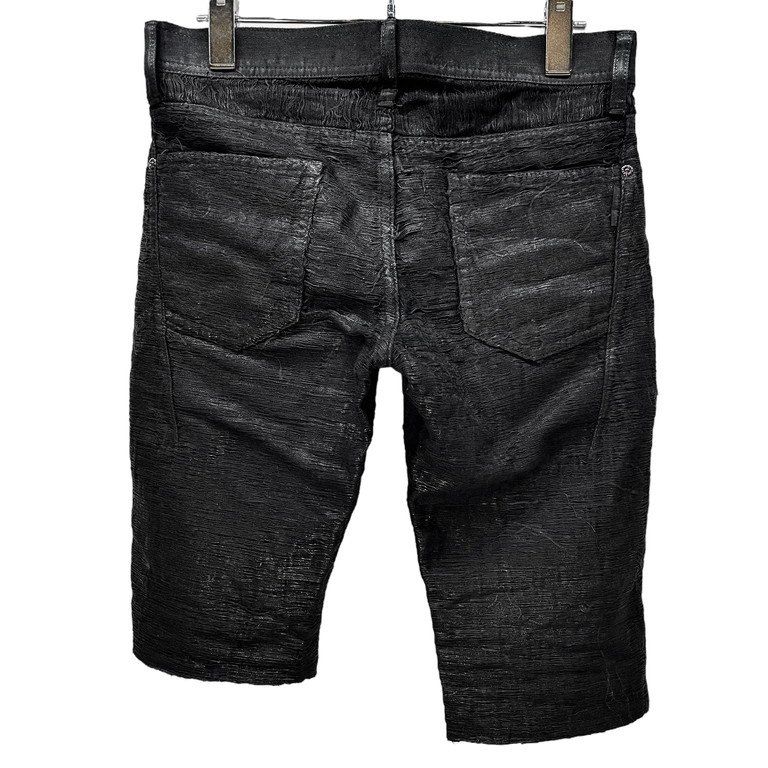 BLACK BARRETT by Neil Barrett アクリル樹脂コーティングブラックデニムカットオフハーフパンツ ショーツ Archive BLACK BARRETT by Neil Barrett アクリル樹脂コーティングブラック