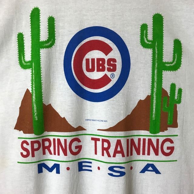 USA製 80s VINTAGE Champion トリコタグ MLB CUBS 染み込み