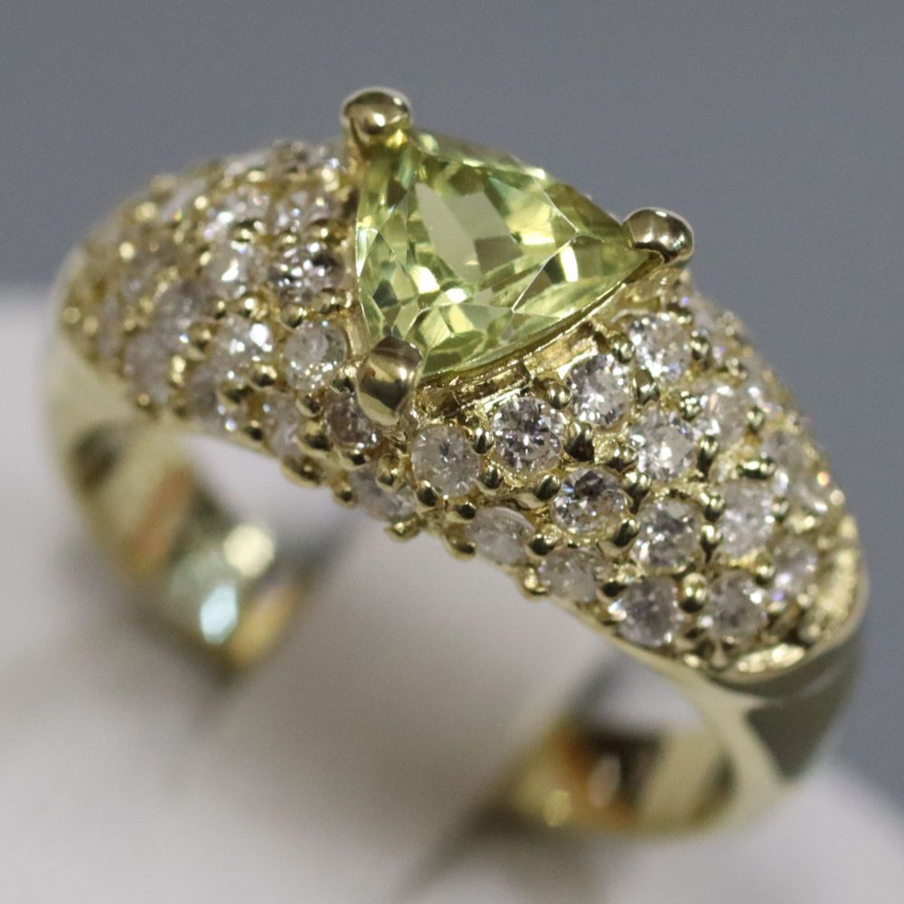 K18イエローガーネットダイヤモンドリング G0.835 D0.77 4.8g 