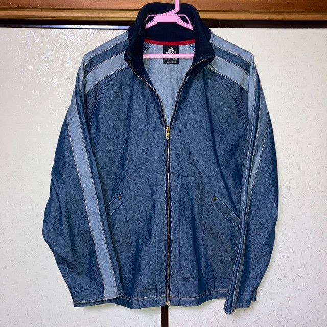 adidas デニムジャケット 3本ライン アディダス デニムジャケット Gジャン ブルー 3本ライン メンズ M