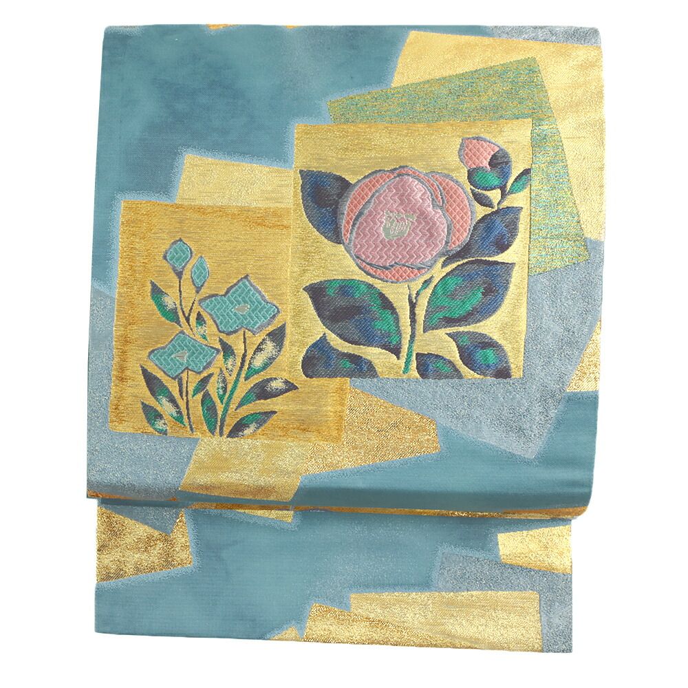 ☑️No.15【☆新品着物帯】定価6万6千円超 高級 袋帯 金色 花柄 刺繍