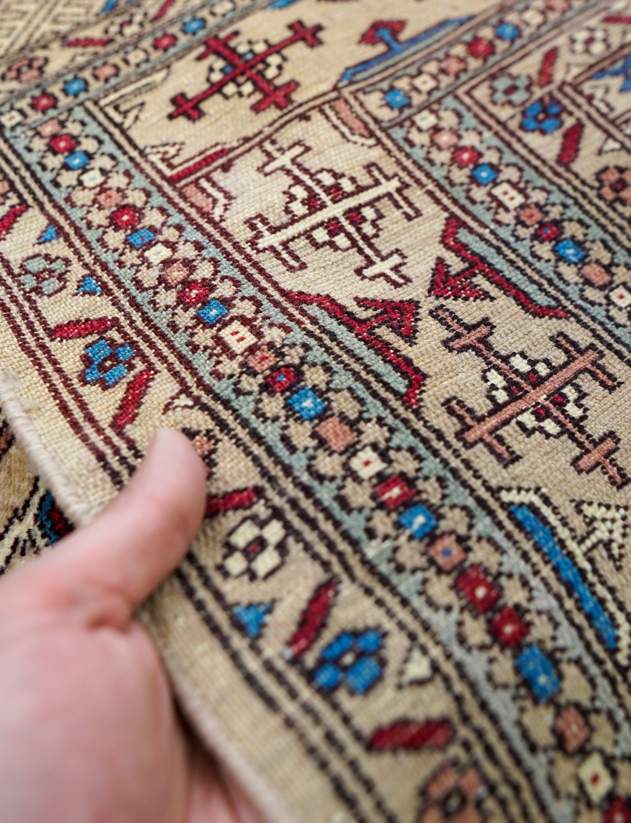 パキスタン手織り絨毯ウール リビングラグ size:223×154cm