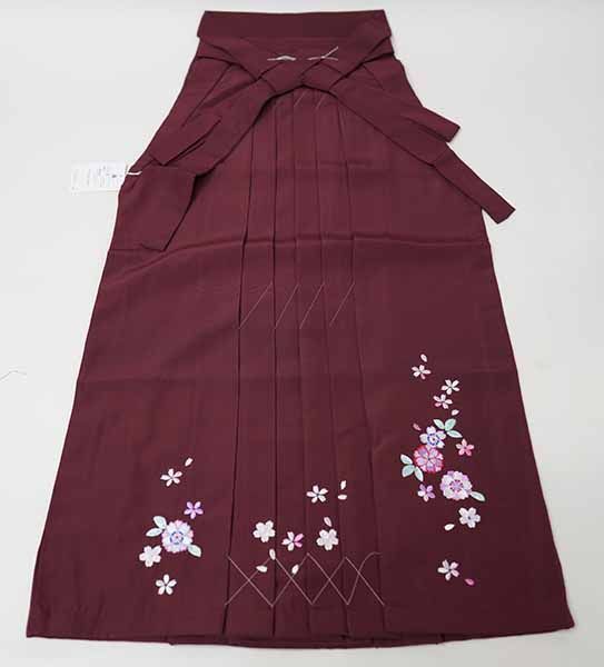 袴 刺繍 行灯袴 単品 女児 ヘラあり 13才用 エンジ色 袴丈85cm 陽気な天使 女の子 卒業式 NO41622
