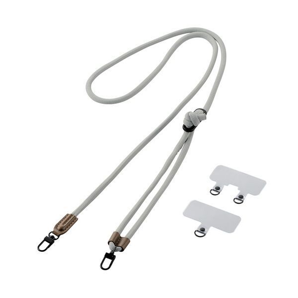 まとめ エレコム ショルダーストラップ 丸紐6mm ライトグレー P-STSDH2R06GYL 1本