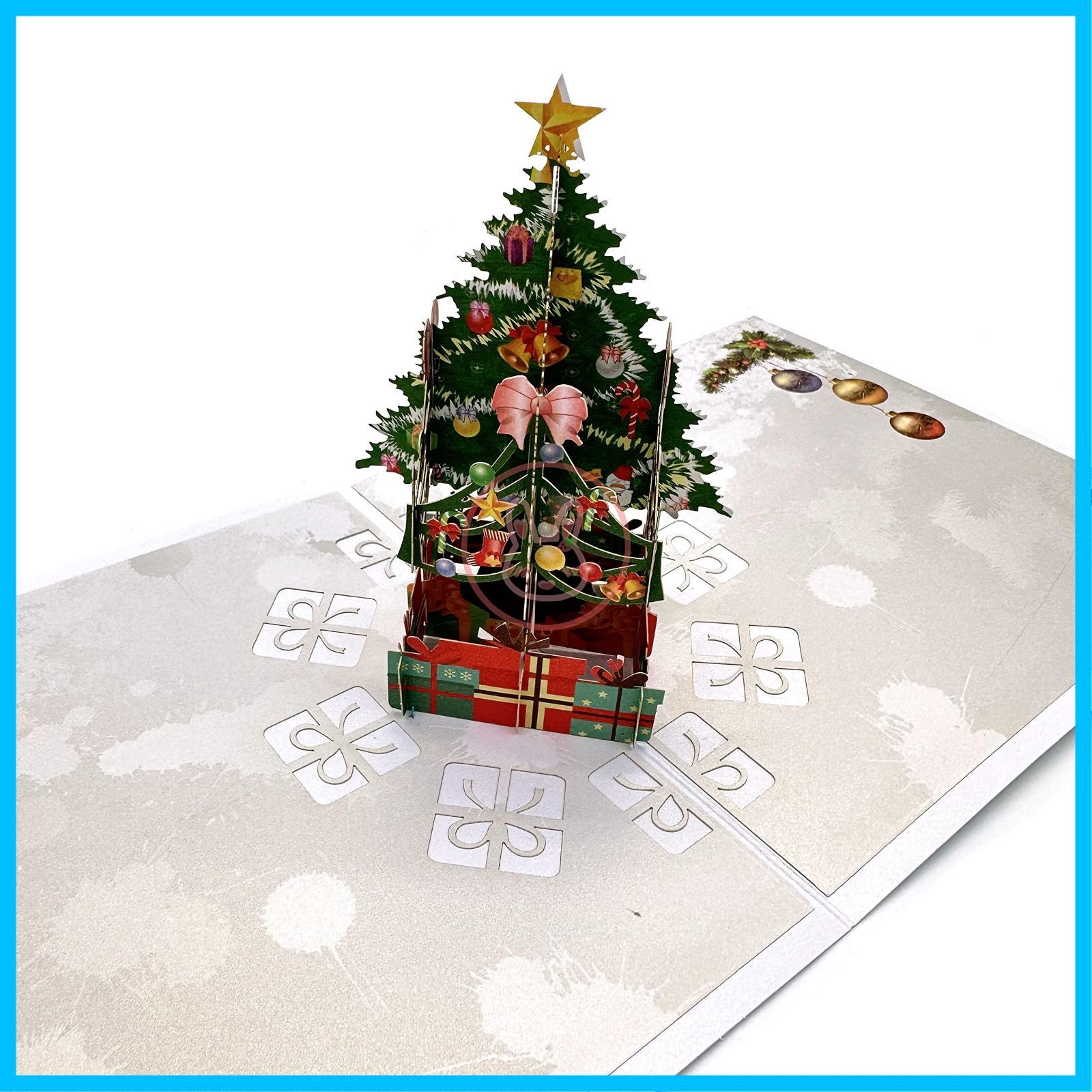飛び出すカード クリスマスツリー メッセージカード グリーティングカード 手紙 クリスマス プレゼント 3Dポップアップカード 封筒付き Kurimi tree2