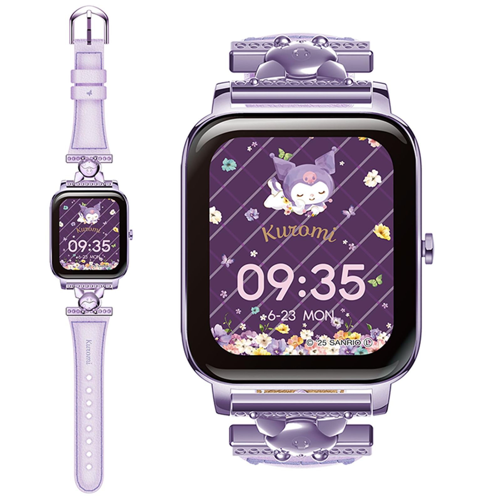 サンリオスマートウォッチ クロミ デザインベルト オリジナルボイス サンリオ アプリ通知 音楽再生 防水 IP68 リモートシャッター 1 GH-SMWL-KU クロミ