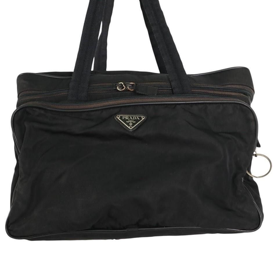 【訳あり】プラダ ハンドバッグ ビジネスバッグ 三角ロゴ 黒　手提げ　大容量 訳あり】PRADA プラダ ハンドバッグ ビジネスバッグ 三角ロゴ 黒