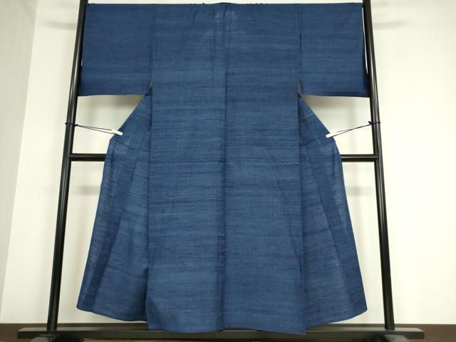 平和屋着物▽男性 紬 単衣 藍染 キングサイズ 正絹 DAAX3014az