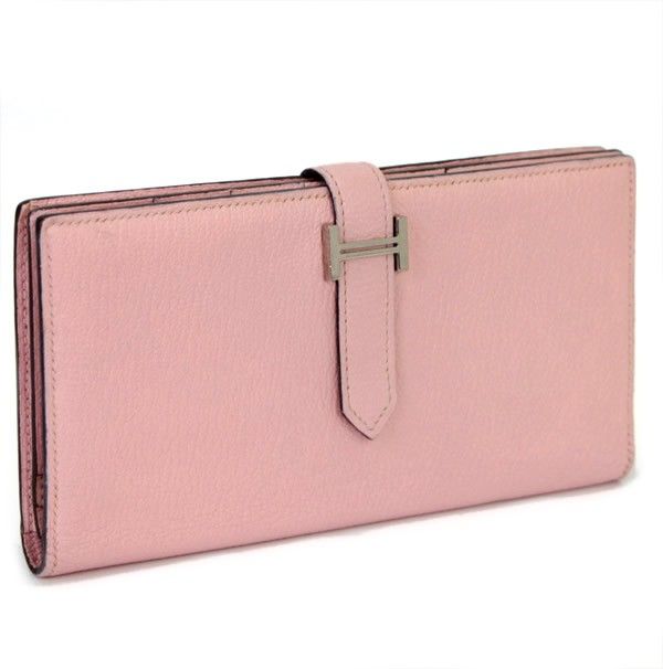 エルメス HERMES べアンスフレ ローズサクラ 二つ折り長財布