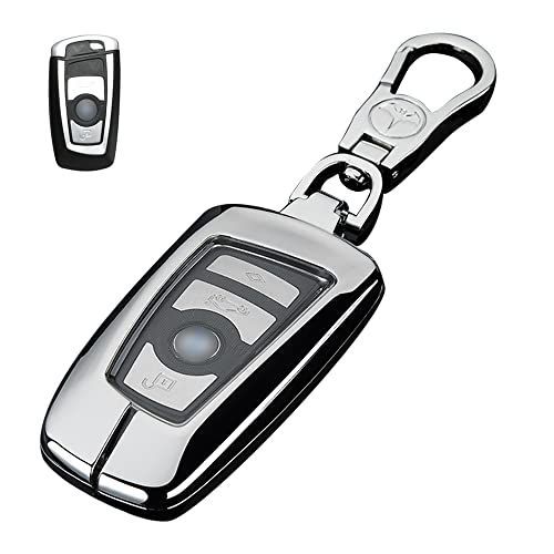 シルバー キーケース BMW 用 スマートキーケース キーカバー 亜鉛合金 TPU 手触りいい BMW 専用設計 キーホルダー 1 2 3 4 5 6 7 シリーズ X3 X4 Z4 専用 キーケース (シルバー)