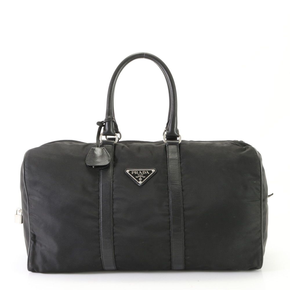 1円 美品 プラダ テスート ナイロン 三角ロゴ レザー ボストン バッグ