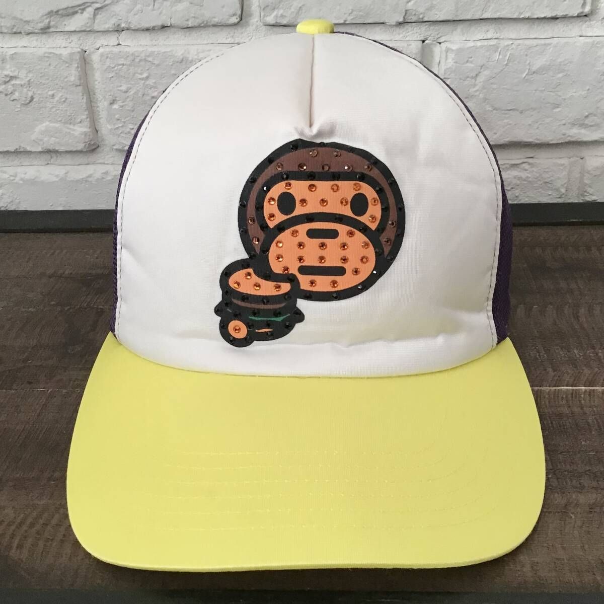 スワロフスキー マイロ キャップ a bathing ape BAPE MILO swarovski cap trucker hat ラインストーン エイプ ベイプ NIGO