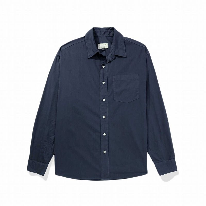 アメリカンイーグル AMERICAN EAGLE メンズ Men's リラックスフィット 長袖 ポプリンボタンアップシャツ AE Relaxed fit Poplin Button-Up Shirt リッチネイビー