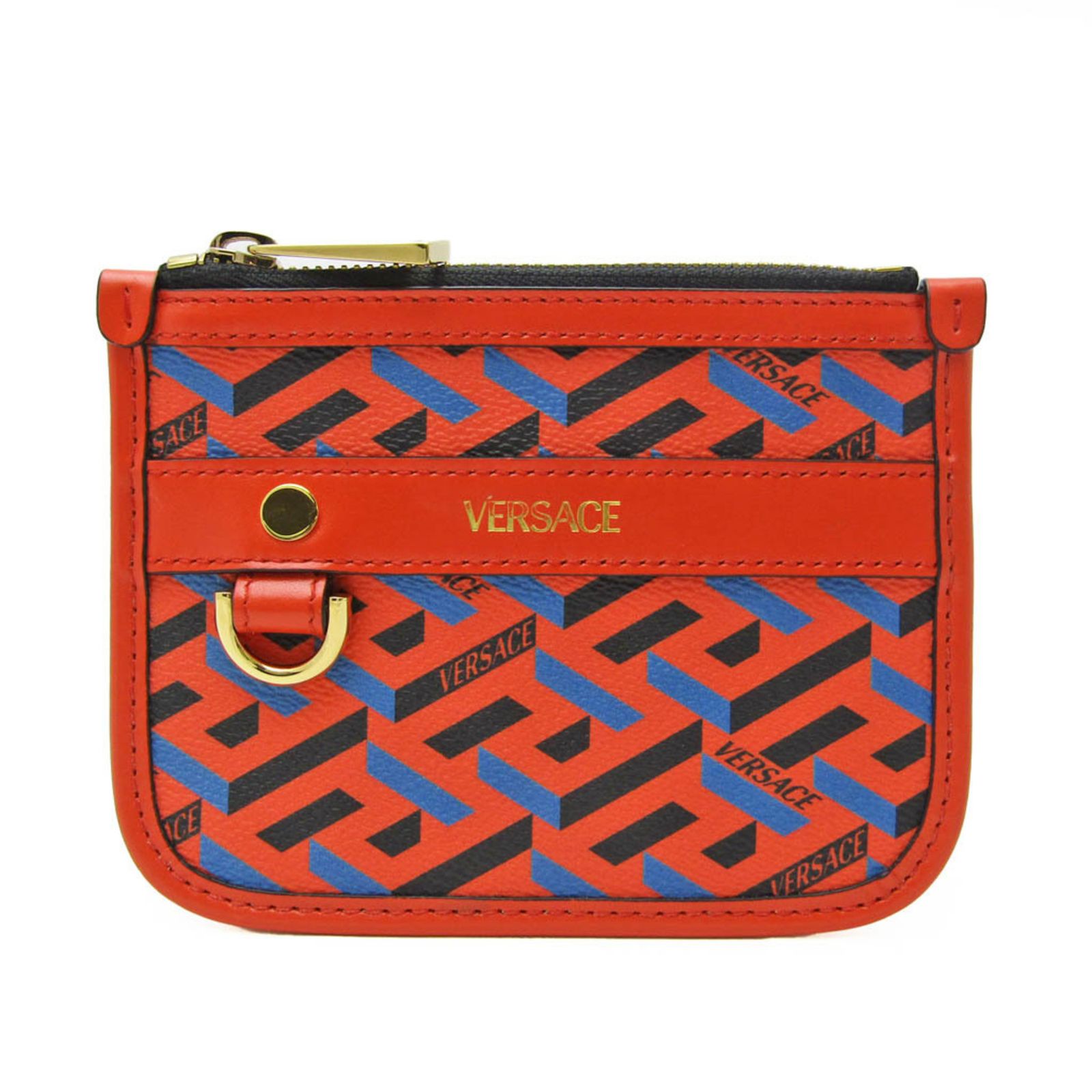 【美品】シグネチャー　レザーポーチ　グレカ　Versace　おしゃれ ヴェルサーチェ(Versace) ラ グレカ シグネチャー レディース