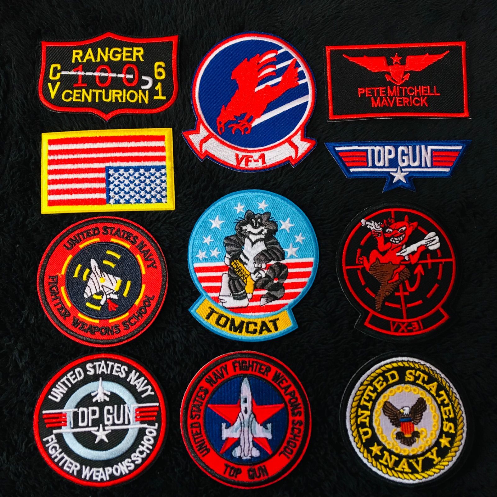 オールノット トップガンTOPGUN 刺繍 アイロン ワッペン 11点セット