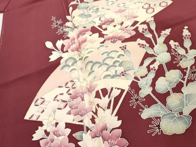 平和屋着物□訪問着 扇面枝花文 暈し染め 金彩 正絹 逸品