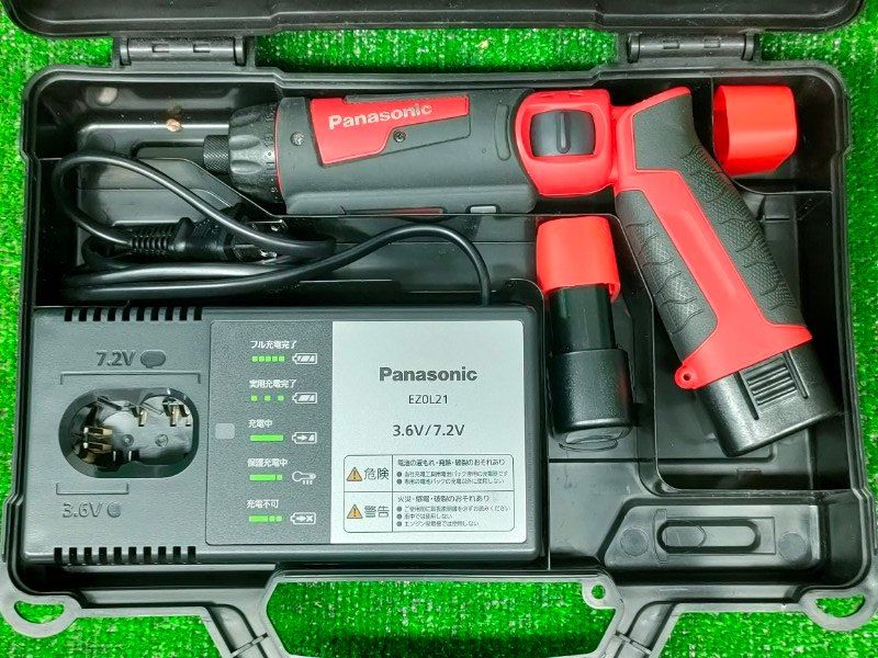 ◎パナソニック Panasonic 充電スティック ドリルドライバー 7.2V 赤 電池2個 judexケース付 EZ7421LA2S-R モータ異音も軸ブレもなし