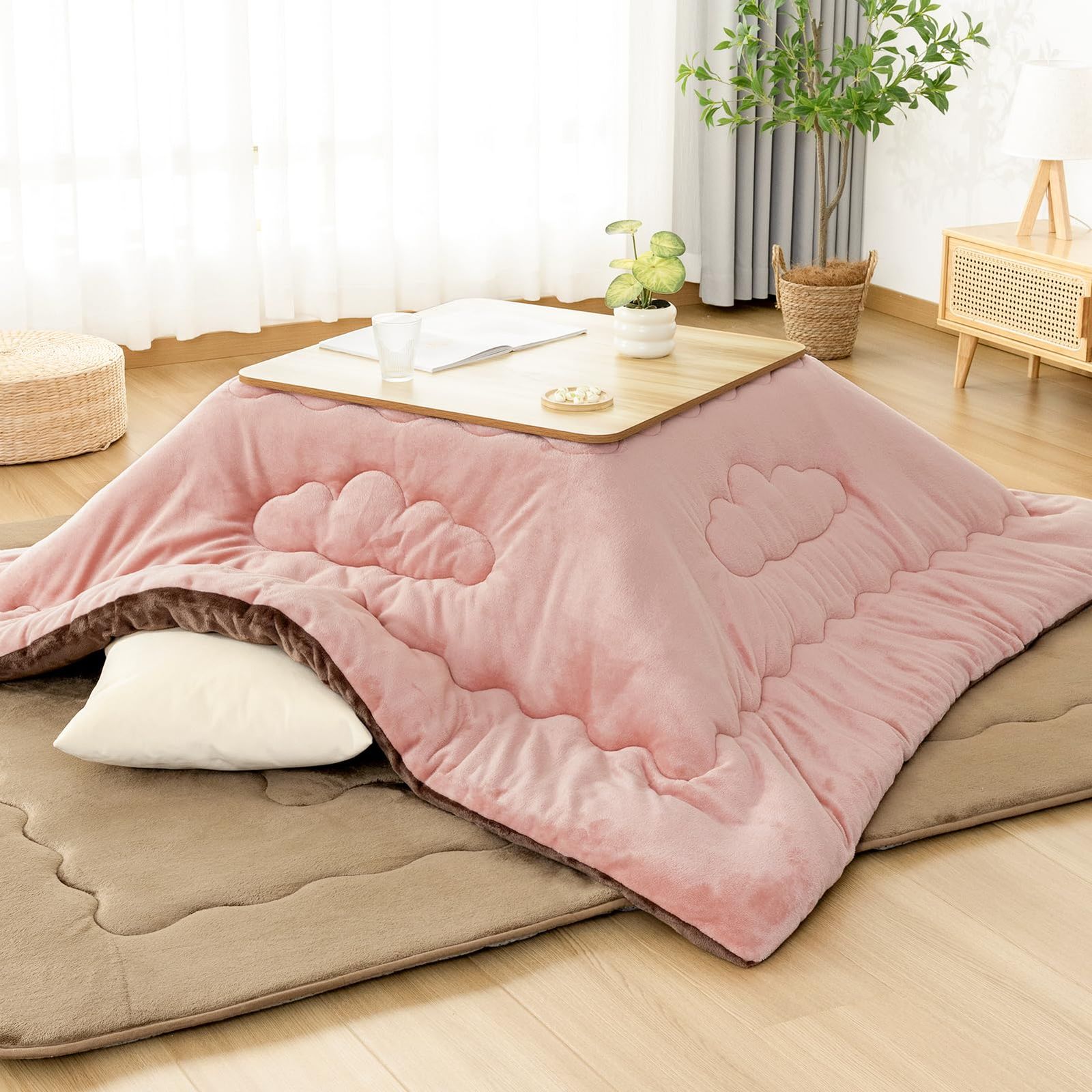 【特価商品】OIGAE こたつ布団 正方形 単品185×185cm 【雲】キルティング 保温蓄熱 リバーシブル フランネル 綿ズレ防止 吸湿発熱 こたつふとん ふわふわ こたつ掛け布団 洗える 抗菌防臭火燵