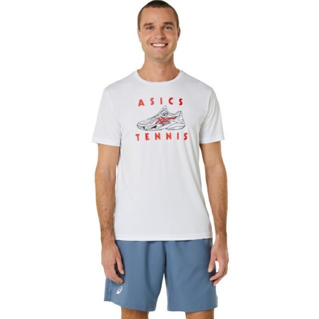 asics アシックス MEN COURT SHOES GRAPHIC T ブリリアントホワイト XL 2041A253 100 | スポーツ用品 スポーツ グッズ ツール アクセサリー 雑貨 小物 使いやすい テニス 衣類 メンズ 男性用 XL トップス シ