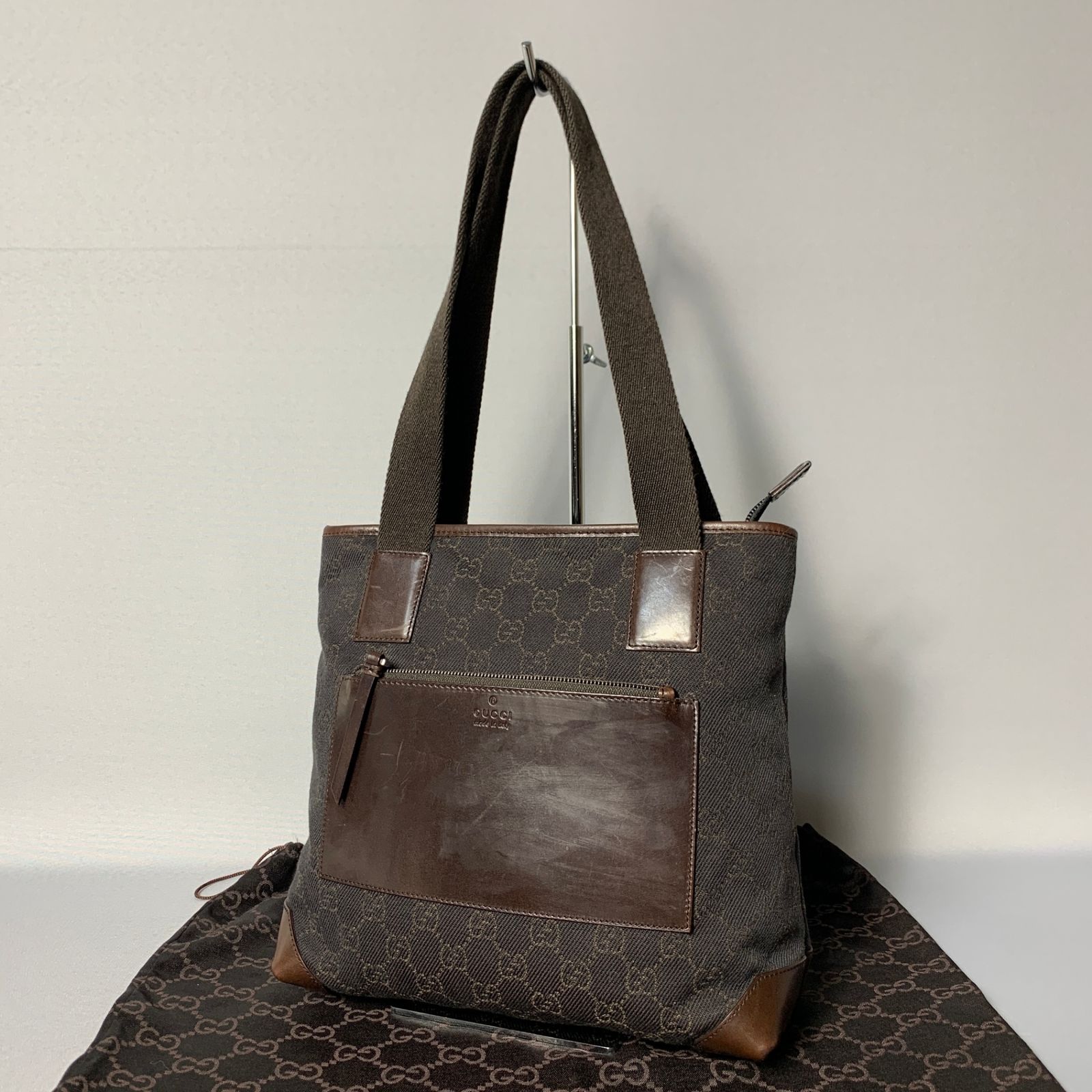 2503-131｜美品｜グッチ GGキャンバス ショルダーバッグ ダーク 