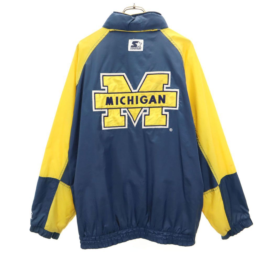 スターター 90s オールド バック刺繍 ナイロンジャケット XL ネイビー×イエロー STARTER メンズ 古着 【240329】