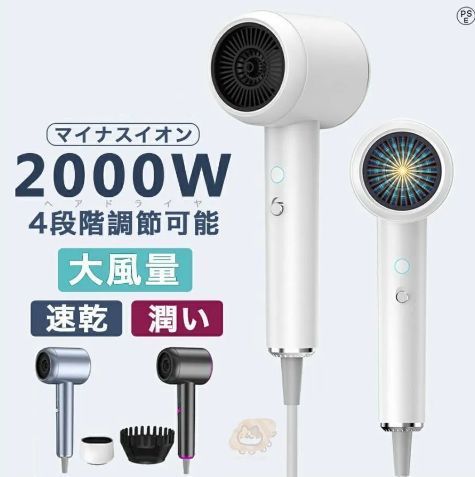 速乾 ヘアドライヤー 大風量 冷熱風 4段階調節 マイナスイオン 軽量設計 過熱防止 冷熱風調整 業務用 家庭用 おすすめ