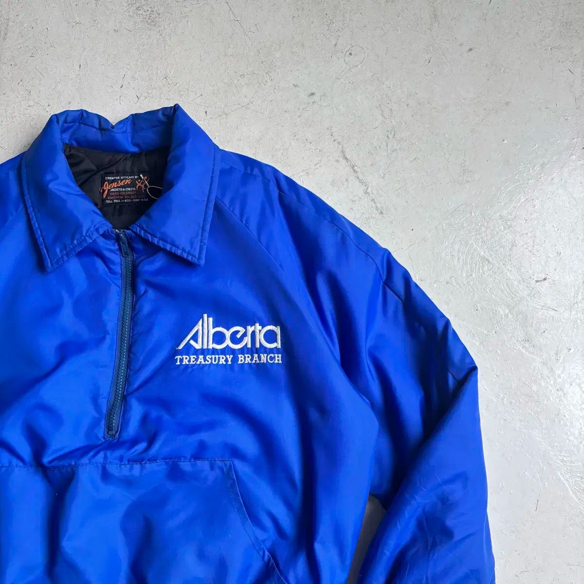 90s USA ナイロン サテン ハーフジップアップ L