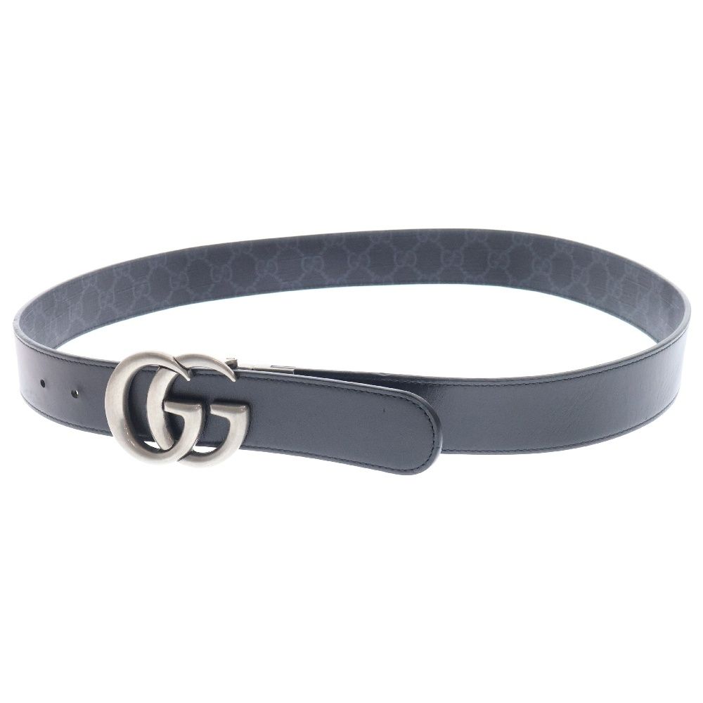 GUCCI グッチ ダブルG リバーシブル レザー ベルト ネイビー/ブラック