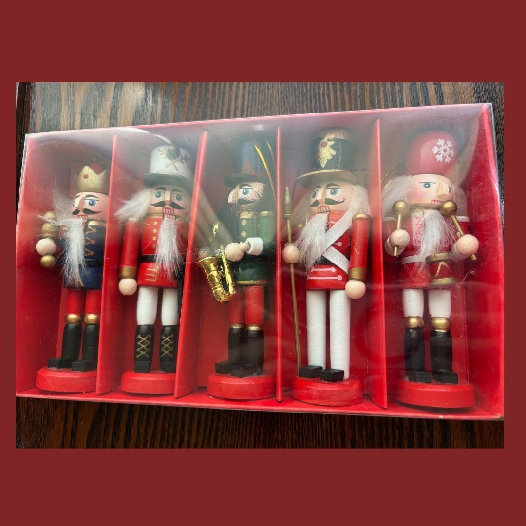 くるみ割り人形 オーナメント クリスマス ツリー 赤 楽隊 5 セット
