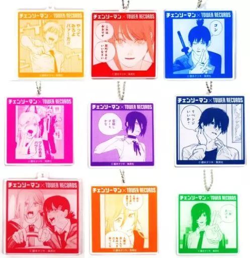 雑貨 全9種セット チェンソーマン マンガ展 in タワーレコード 名場面アクリルキーホルダー