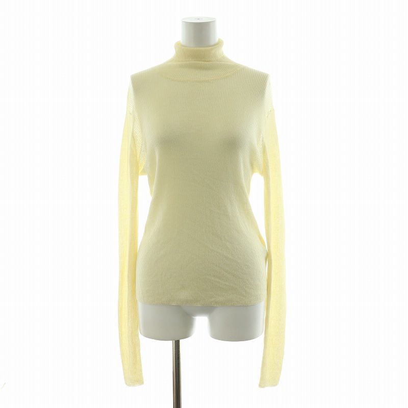 スピック&スパン Spick&Span U by 23AW シアーリブフォギーダイタートル カットソー バックオープン 長袖 シースルー F 黄 イエロー 23080212510030 /NQ