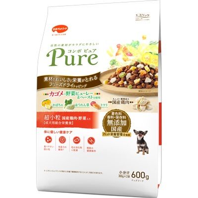 【同梱不可】【6個セット】 日本ペットフード コンボ ピュア ドッグ 超小粒 600g 同梱】【12個セット】 日本ペットフード コンボ ピュア ドッグ 国産鶏肉・野菜入り 600g COMBO Pure （1ケース販売）「コンボ ピュア  ドッグ 国産鶏肉