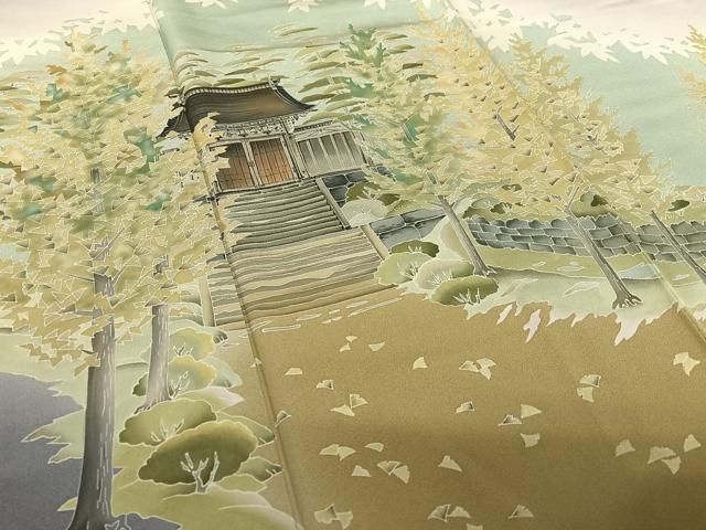 平和屋着物○訪問着 友禅 作家物 風景文 暈し染め 正絹 逸品