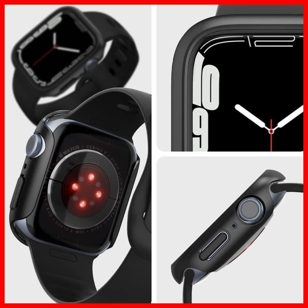 人気商品】Apple Watch ケース 45mm 【 Series 【Spigen】 対応 】 落下 衝撃 吸収 簡易着脱  超薄型 シンプル スリム 軽量 保護カバー アップルウォッチケース シン・フィット ACS04174 (ブラック メルカリ