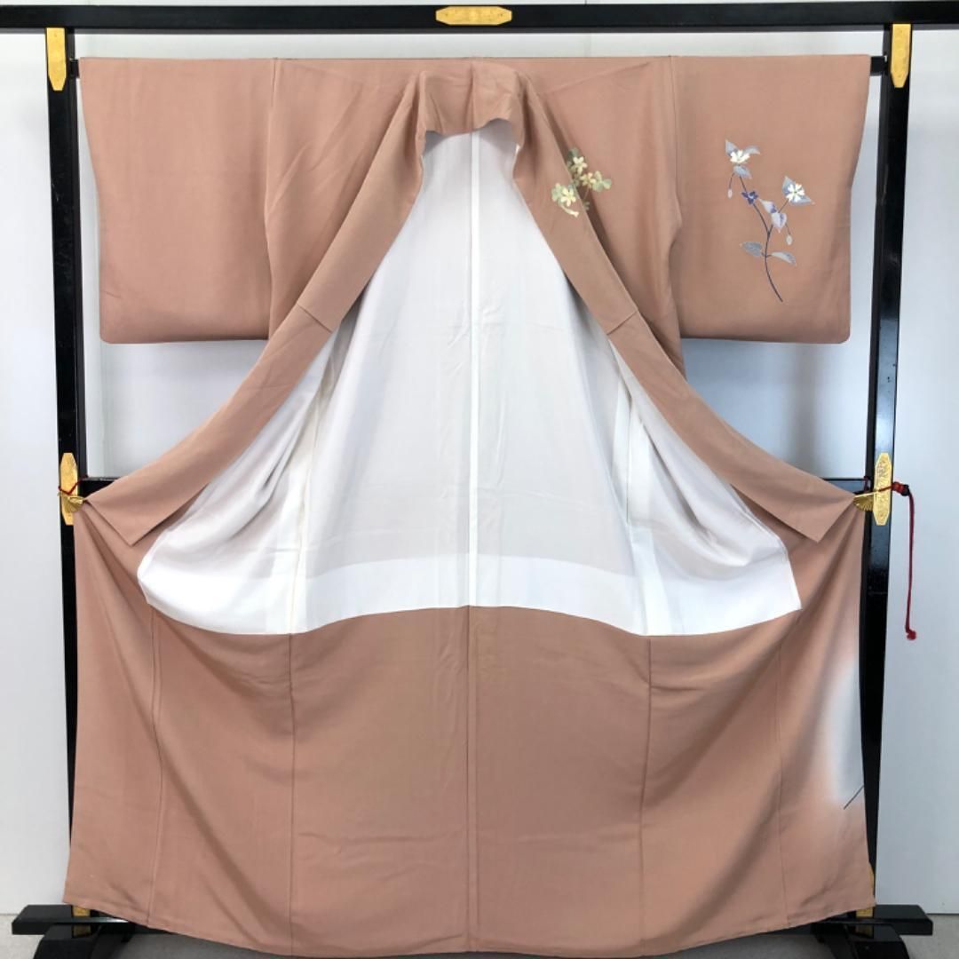 訪問着 本加賀友禅 下村陽明 花模様 鴇浅葱色 ふくよかサイズ K-5418