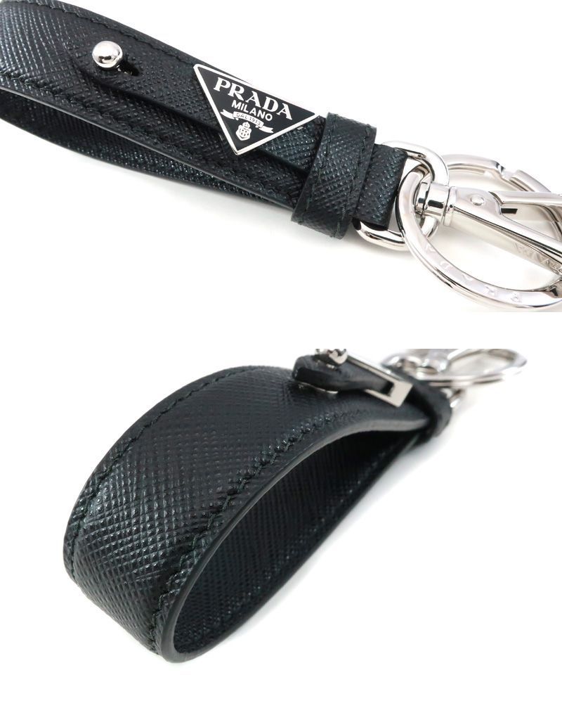  プラダ 2 PP 68 T サフィアーノレザー キーリング キーホルダー トライアングルプレート ブラック PRADA NERO 34325 キーホルダー キーリング 小物