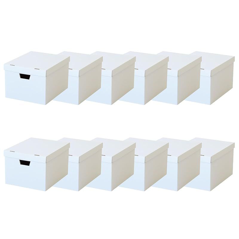 東洋ケース A4収納ボックス 10個 2個 12個組 幅33×奥行43×高さ26cm 段ボール収納 ファイル 書類 収納 ケース 日本製 12個組 ホワイト