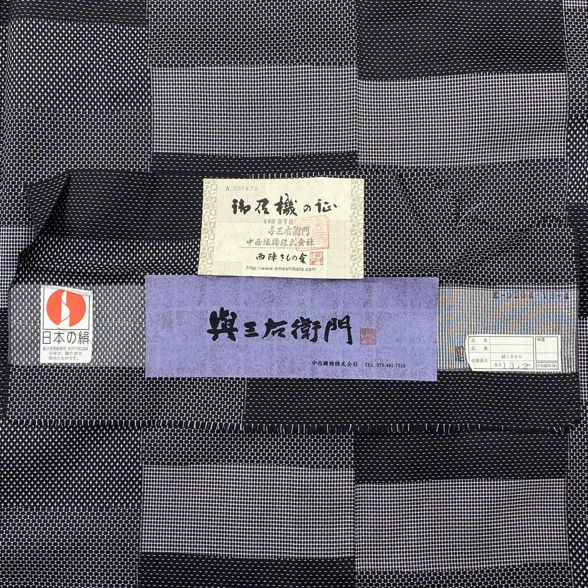 紗・紺地・着物・No.200701-0908・梱包サイズ60