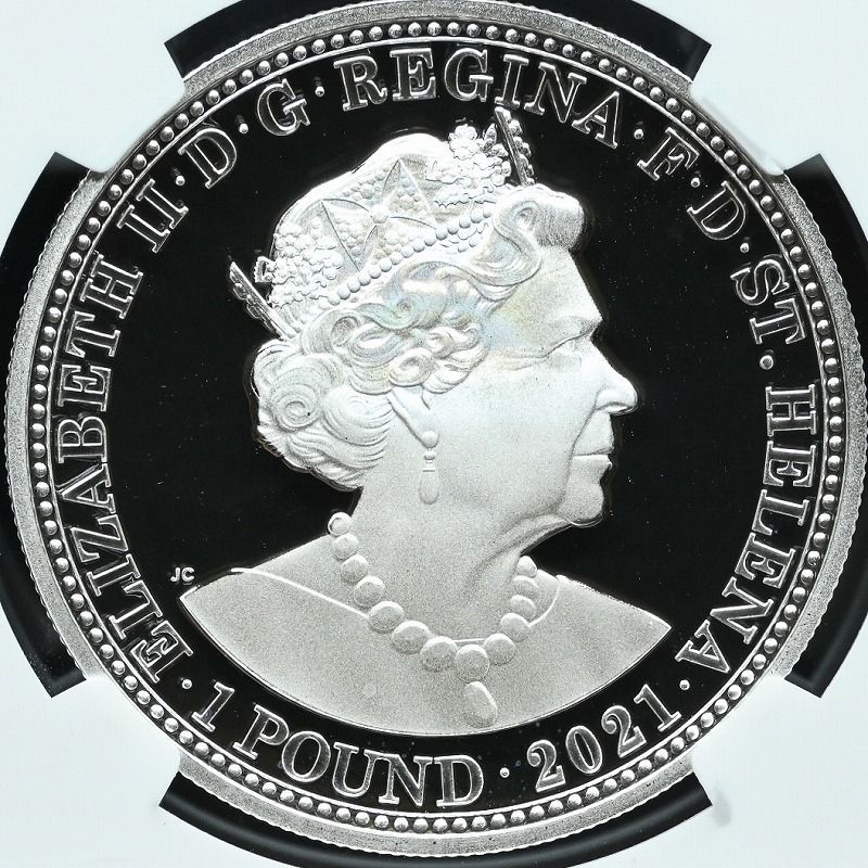 2021 セントヘレナスリーグレイセス復刻試鋳 £5銀貨 NGC PF69UC②