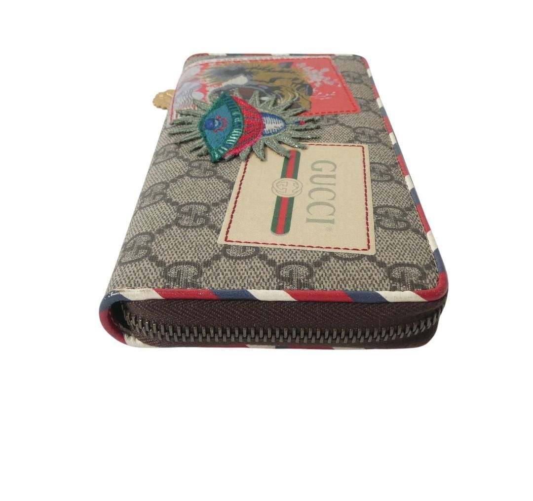 美品 GUCCI グッチ GGスプリーム 虎 UFO パッチワーク レザー 小銭入れ