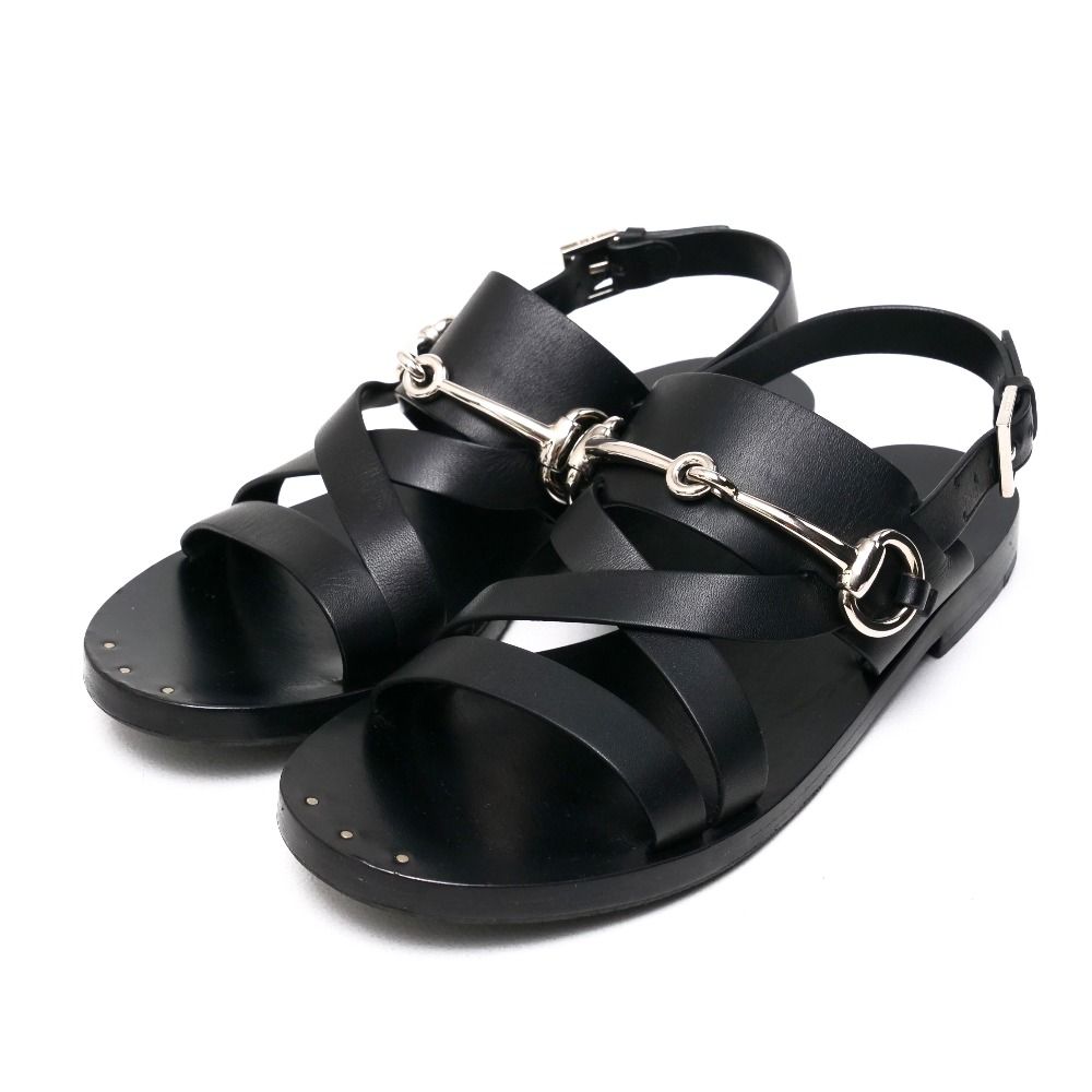 GUCCI グッチ サンダル サイズ35.5 ホースビット ストラップ レザー 靴 イタリア製 ブランド古着 RA4684