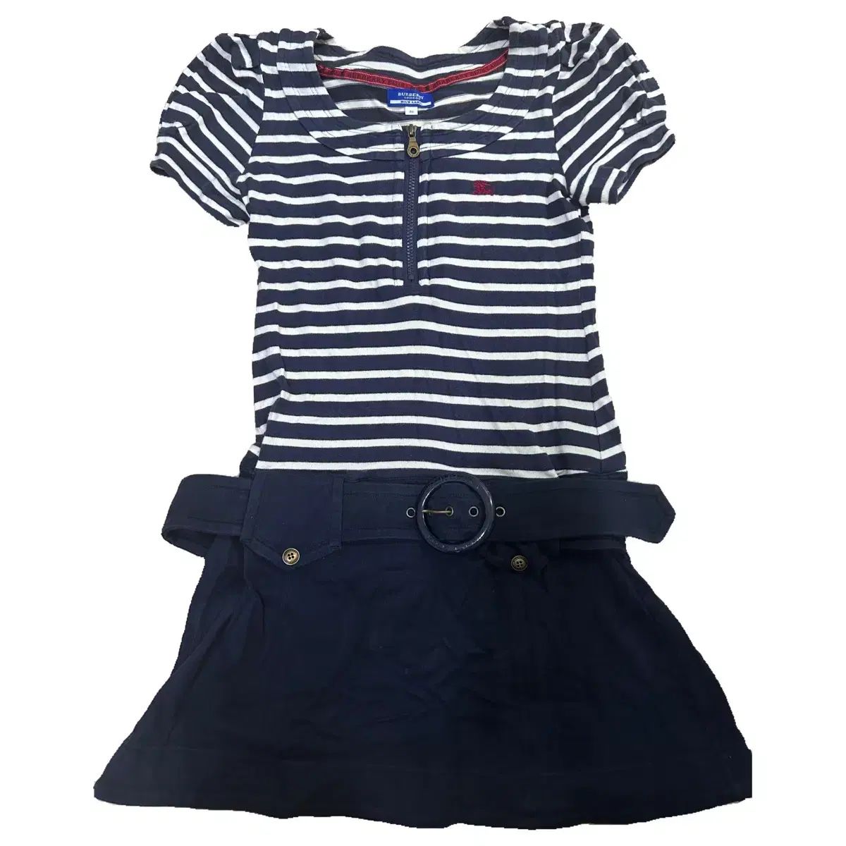 BURBERRY ブルーレーベル ボーダー柄ノースリーブワンピース 38 赤紺 BLUE LABEL BURBERRY ストライプワンピース 38 BLUE LABEL BURBERRY