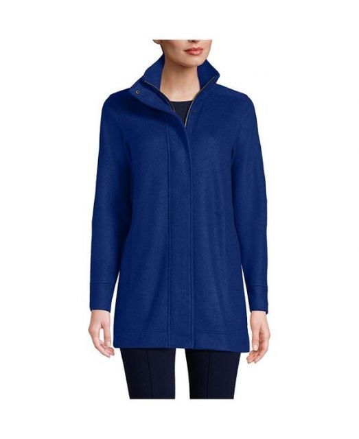 【送料無料】 ランズエンド レディース ジャケット・ブルゾン アウター Petite Luxe Fleece Coat Deep sky heather