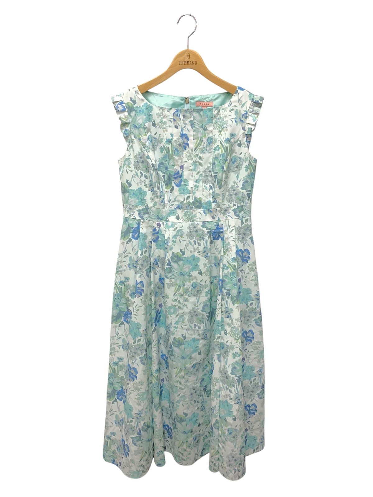 LEONARD レオナール ワンピース 半袖 ブラック 花柄 綿 クルーネック