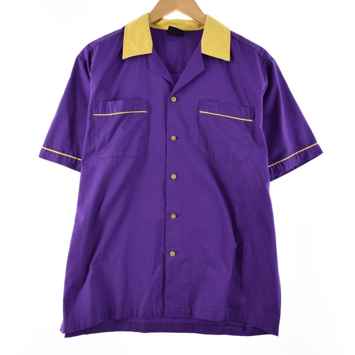 HILTON ボウリングシャツシャツ L 70's Hilton ヒルトン ボーリングシャツ 半袖 グリーン USA製