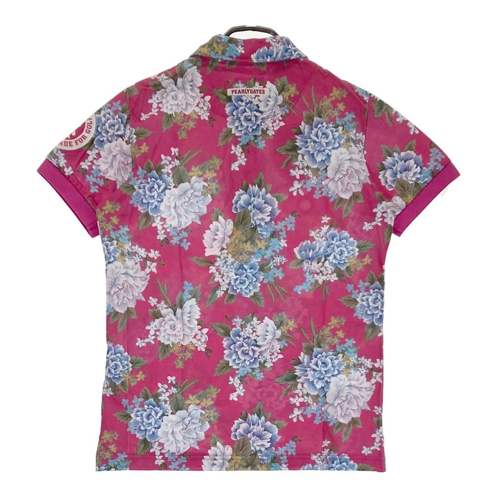 サイズ：3 PEARLY GATES パーリーゲイツ 30周年 半袖ポロシャツ ワッペン LIBERTY 花柄 ピンク系 [240101483807] ゴルフウェア メンズ ストスト サイズ：3 PEARLY GATES パーリーゲイツ 30周年 半袖ポロシャツ