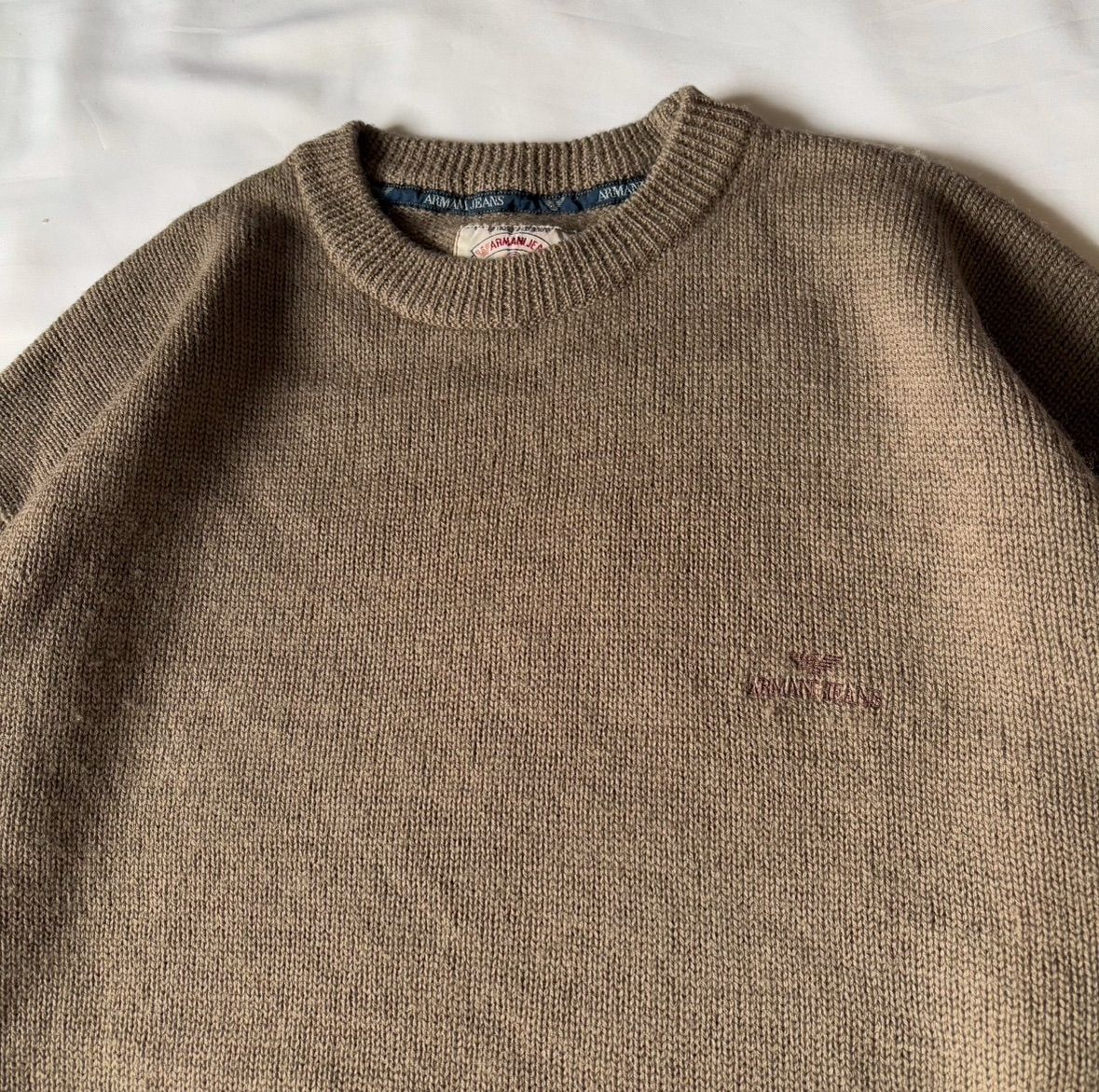 90s ARMANI JEANS Logo Embroidery Knit Sweater アルマーニ