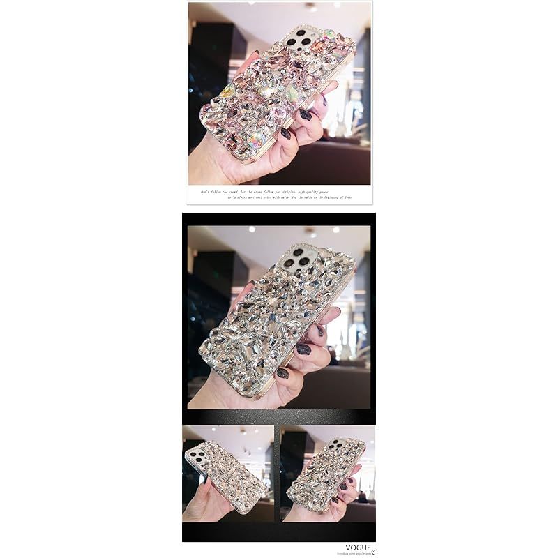 シルバー ピンク ラインストーン 対応 iphone 12PROケース