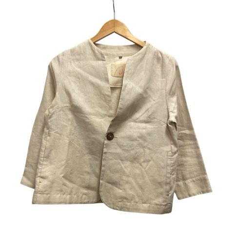 未使用級✨パラスパレス コットンリネン ジャケット 貝ボタン 大きい ノーカラー 美品✨パラスパレス コットンリネン ジャケット 貝ボタン 大きい