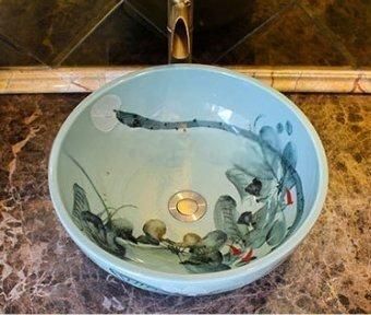 陶器台上盆単盆復古円形手洗い器洗面所洗面器芸術洗面器家庭用 ZYP32数量 価格